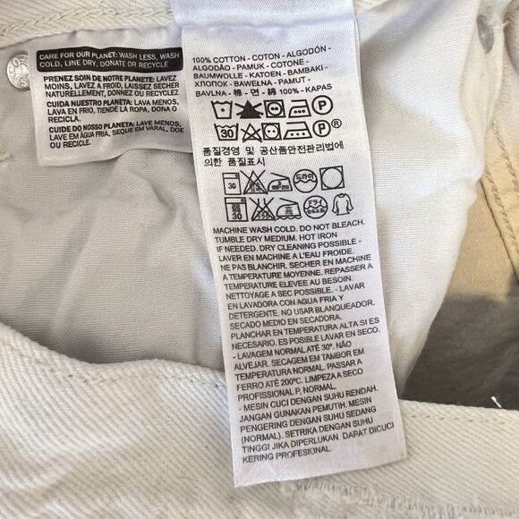 CLEARANCE - Levi's 501 CT White Mid Rise Distressed Button Fly Jeans - Picture 6 of 7